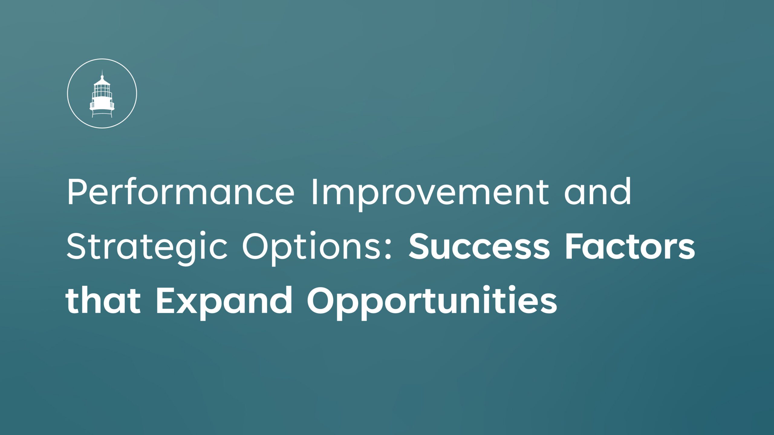 Performance Improvement and Strategic Options Success Factors that Expand Opportunities